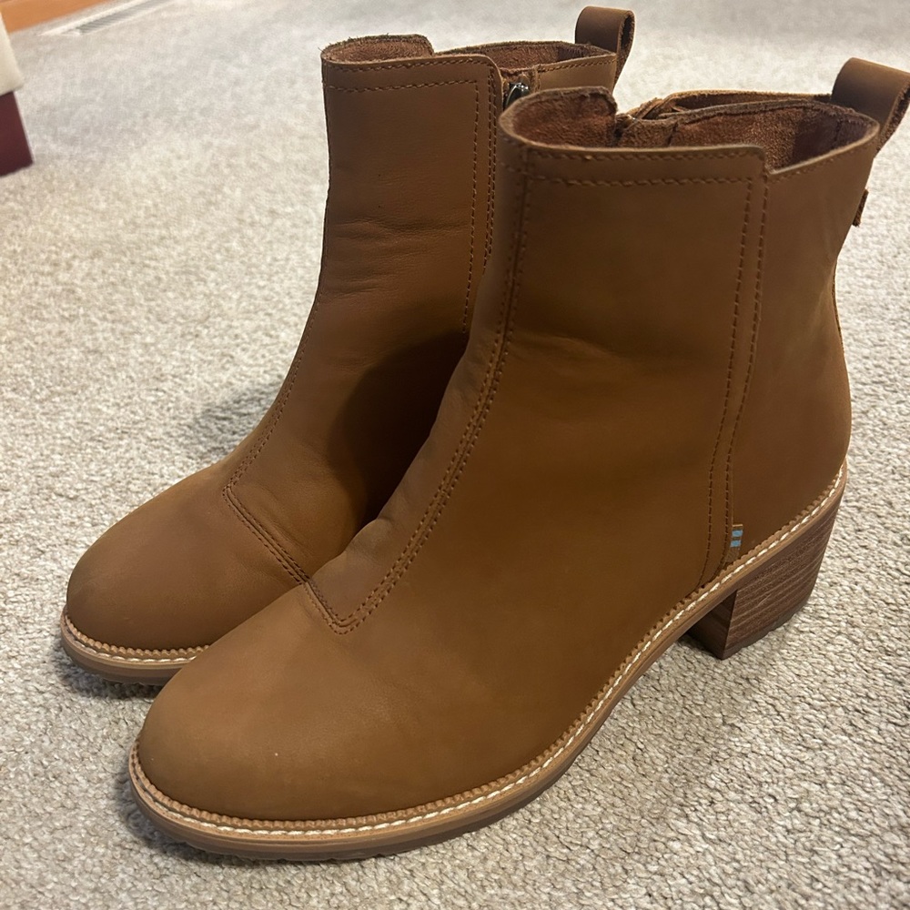 Toms Marina Tan Leather Heeled Boot